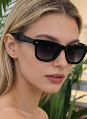 新款复古方框黑色偏光墨镜男防晒