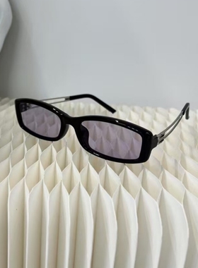 新款复古长方形紫色墨镜女潮小脸