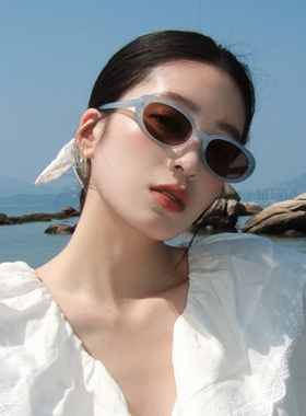 复古y2k千禧年椭圆猫眼粉色墨镜