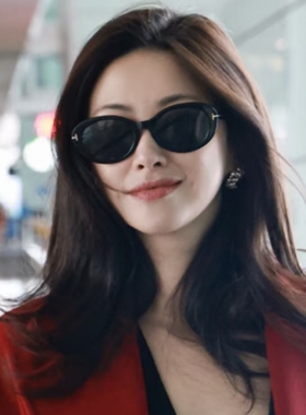 新款时尚气质椭圆形黑色墨镜男女