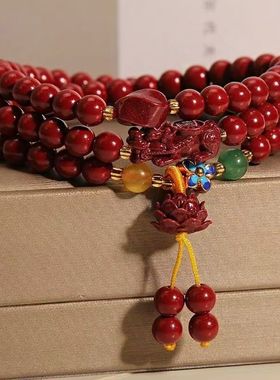 红色手链项链手串招财貔貅双圈多圈弹力红色本命年民族风长款个性