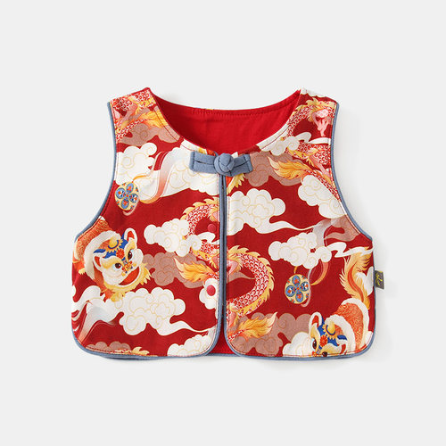 婴儿春秋满月百天衣服新中式大红色宝宝长袖连体衣喜庆周岁礼服 - 图1