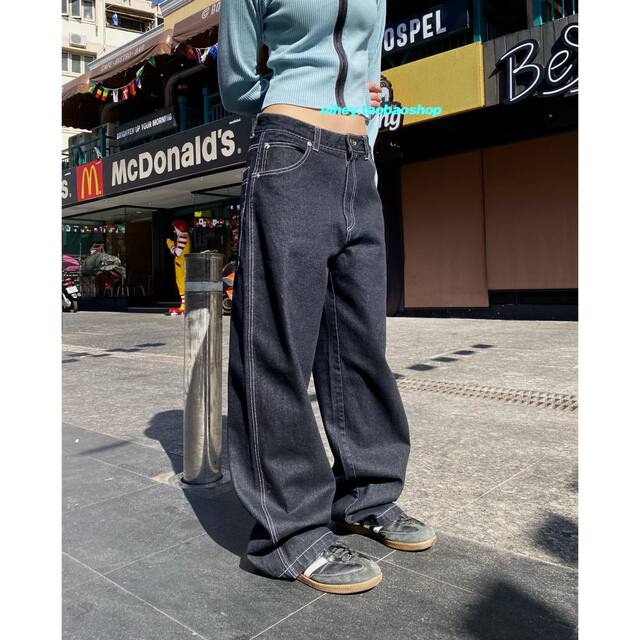 Retro y2k ສາວຮ້ອນ versatile ວ່າງ denim ກາງເກງຂາກວ້າງ