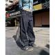 Retro y2k ສາວຮ້ອນ versatile ວ່າງ denim ກາງເກງຂາກວ້າງ