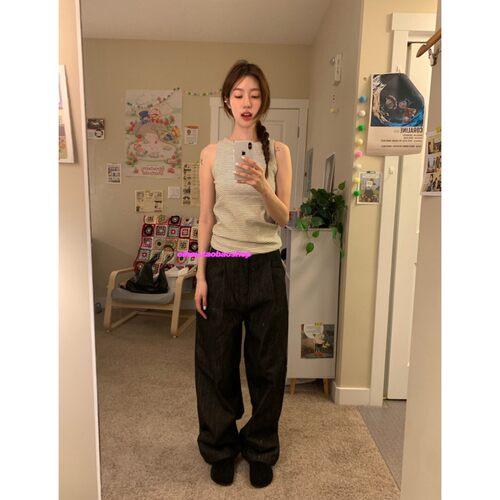 eihey诶嘿夏季薄款简约细条纹休闲百搭宽松显瘦背心女无袖上衣女 - 图2
