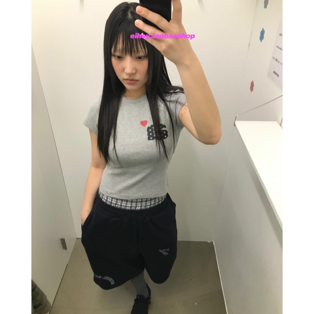 Eihey summer Korean style sweet style cute three-color polka dot letters slim slim T-shirt short sleeves