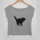 Eihey eh sweet cool little black cat Korean girl printed round neck short-sleeved T-shirt summer casual short slim top