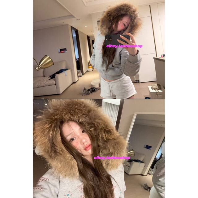 Eihey American retro hot diamond fur collar plus velvet hooded sweatshirt jacket for women winter loose cotton jacket