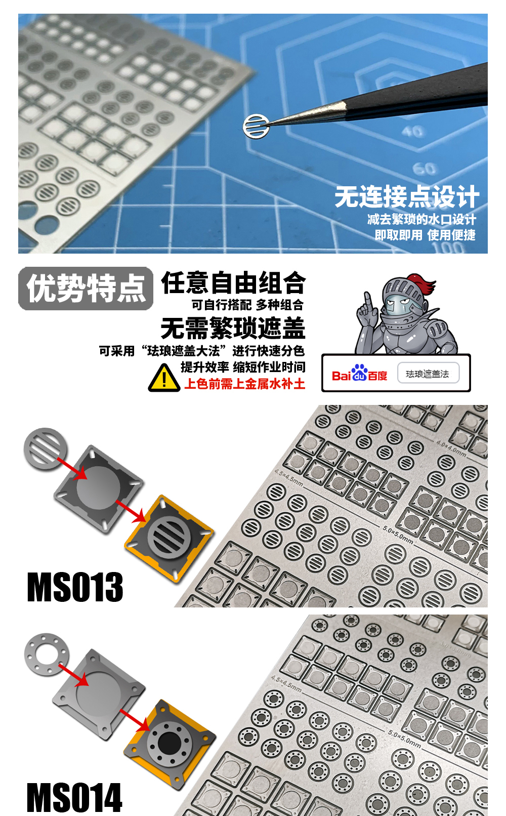 模式玩造 高达机甲模型 细节改造改件 分件式方型散热 金属蚀刻片 - 图1