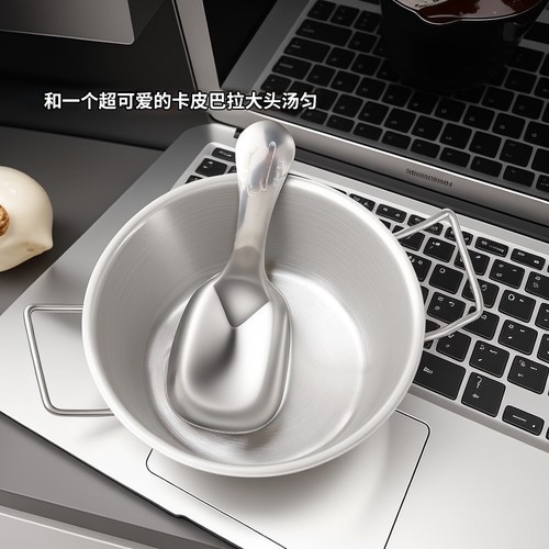 韩式不锈钢双耳小吃碗米酒碗沙拉碗火锅酱料碗薯条水果篮油炸小碗 - 图0