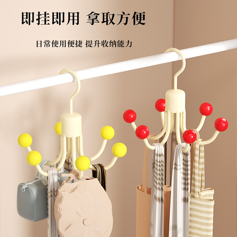 多巴胺旋转六爪挂钩挂帽子收纳神器门后衣柜吊带毛巾包包展示置物 - 图3