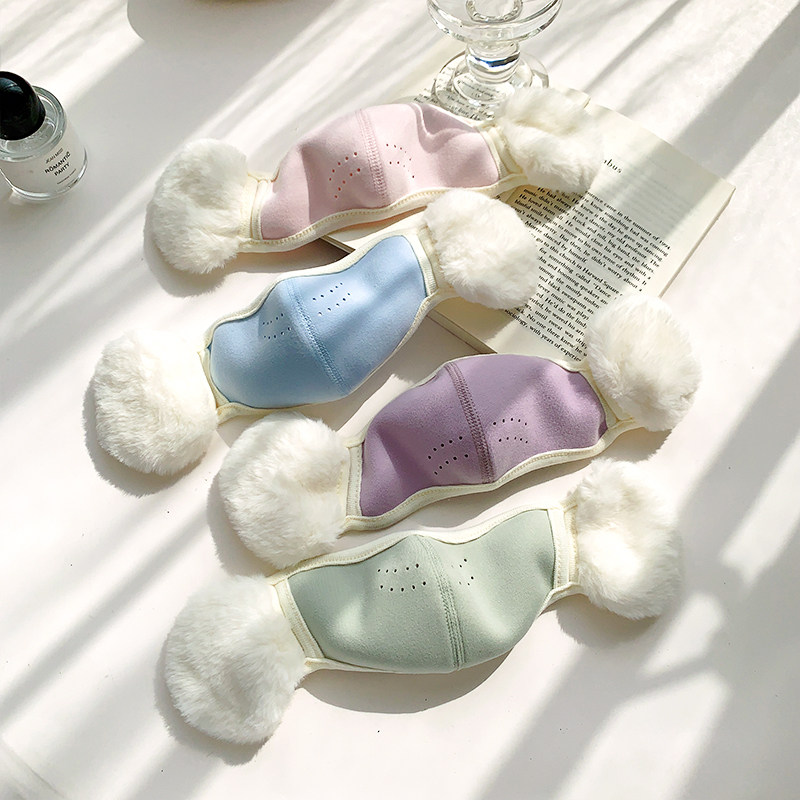 儿童保暖口罩耳罩一体男女童上学防风透气护耳秋冬防尘面罩可水洗