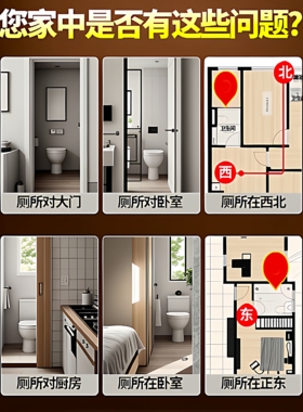 荷花鲤鱼净秽图卫生间莲花防水贴纸好运连连厕所金属贴画鞋柜