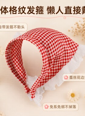 绿色蕾丝发箍款田园风公主包头三角巾海边度假拍照日常百搭发饰