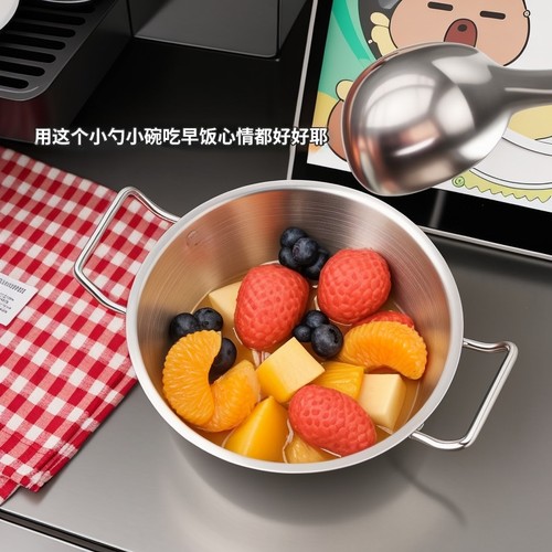 韩式不锈钢双耳小吃碗米酒碗沙拉碗火锅酱料碗薯条水果篮油炸小碗 - 图2
