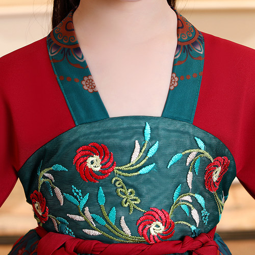 女童汉服女连衣裙新款古风女童演出服秋季长袖小女孩中国风公主裙 - 图2