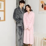 Демисезонная фланелевая бархатная пижама, длинный коралловый бархатный утепленный мужской банный халат, увеличенная толщина