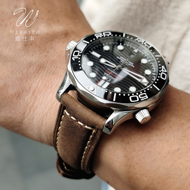 复古OMEGA欧米茄真皮表带适配海马300 600 150超霸蝶飞男手表表带,淘宝优惠券,粉丝福利购,淘宝优惠卷