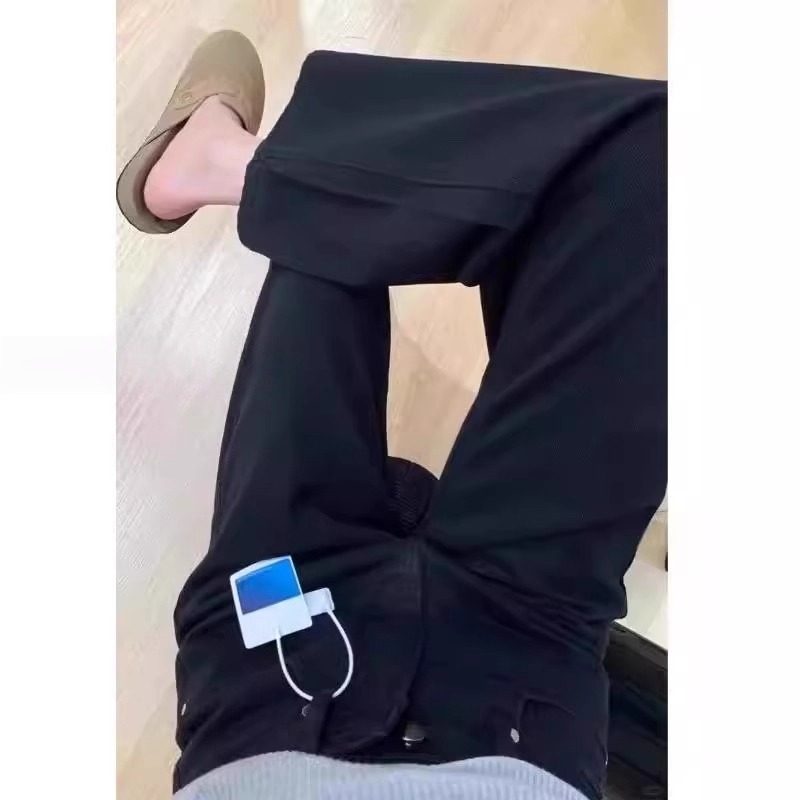 胖小皮~黑色加绒窄版阔腿牛仔裤女秋季高腰百搭显瘦宽松直筒裤,淘宝优惠券,粉丝福利购,淘宝优惠卷