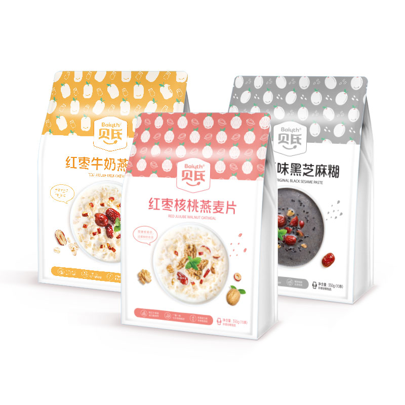 贝氏红枣牛奶核桃燕麦片黑芝麻营养谷物即食代餐饱腹小条装冲饮
