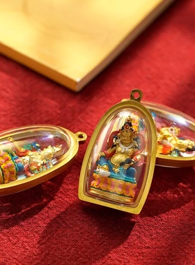 手绘本命吊坠民族风国潮十二生肖五爷黄财景区定图擦擦嘎乌盒吊坠