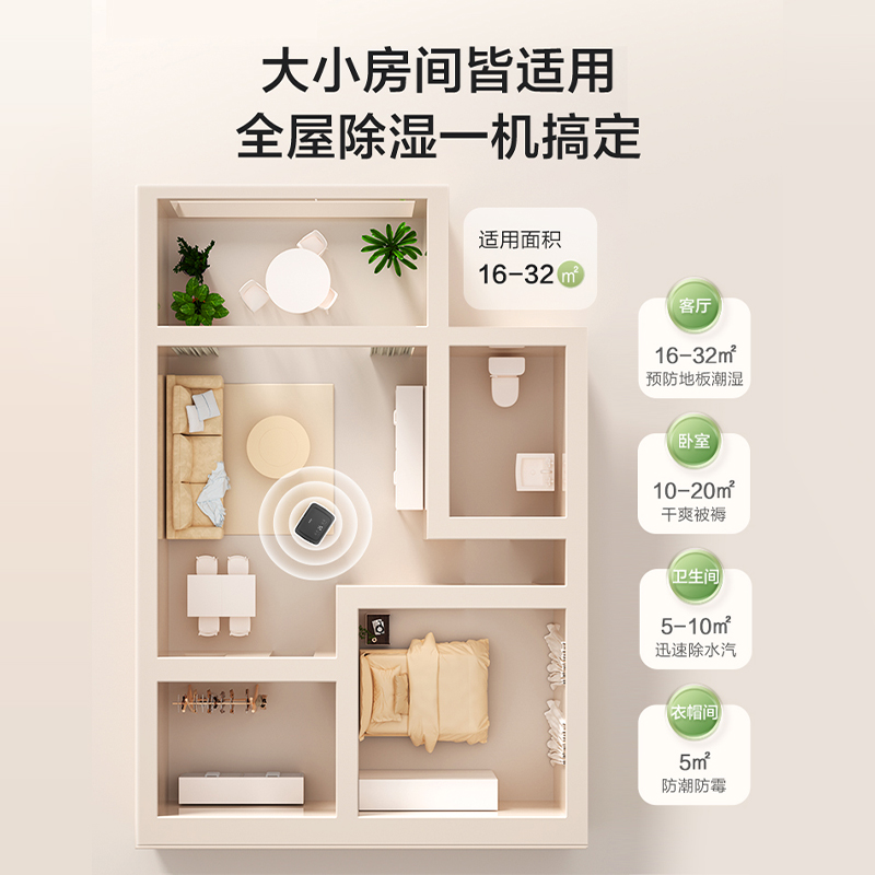 海尔除湿机家用静音抽湿器室内吸潮小型宿舍去湿干燥地下室抽湿机