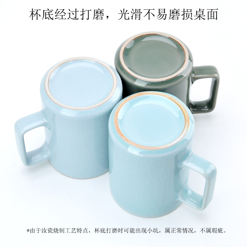 汝窑喝水杯陶瓷马克杯带盖创意办公室茶杯大容量中式简约男泡茶杯-图3