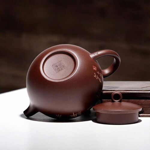 【两笔】宜兴紫砂壶名家全手工泡茶壶吴菁原矿紫泥一粒珠泥绘270c - 图2