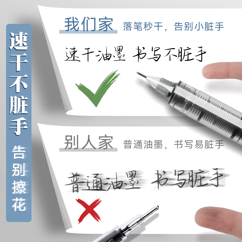 得力速干直液式走珠笔中性笔0.5黑笔学生考试专用刷题笔ins日系红蓝黑色直液碳素水笔全针管签字笔圆珠笔文具 - 图1