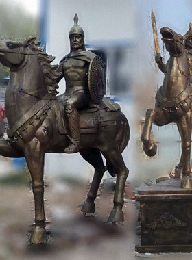 玻璃钢骑马武士雕像可定制