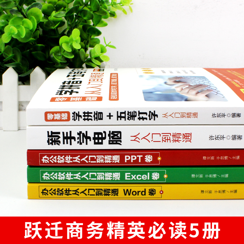 全套5册 office办公软件教程书零基础自学电脑计算机应用ppt表格制作excel函数公式大全学习拼音十五笔打字新手速成入门到精通书籍-图0