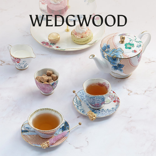 WEDGWOOD威基伍德杜鹃1壶4杯碟茶具套装骨瓷下午茶具乔迁礼物 - 图0
