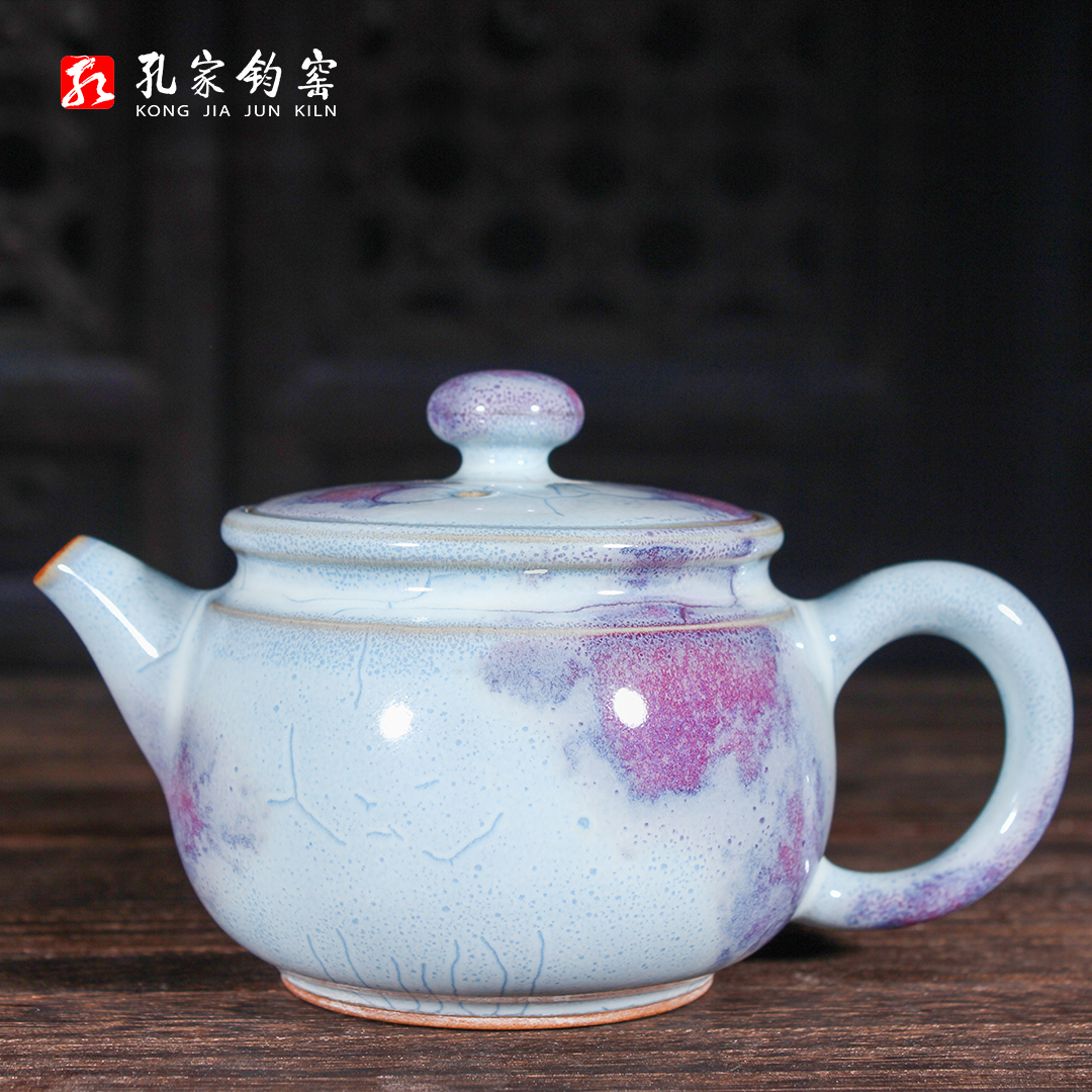 孔家钧窑【祥升壶】仿古官窑功夫茶具钧瓷茶器炉钧釉钧瓷茶壶单壶 - 图2