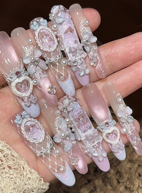 韩风温柔淡雅小碎花蕾丝布艺美甲转印纸碎花纯欲天菜法风碎花花卉