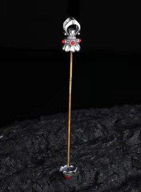 金刚杵天珠男女吊坠空托镶嵌桶珠