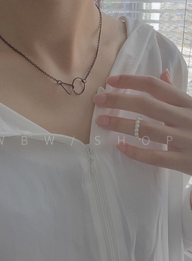 极简小巧细链几何拼接黑色百搭