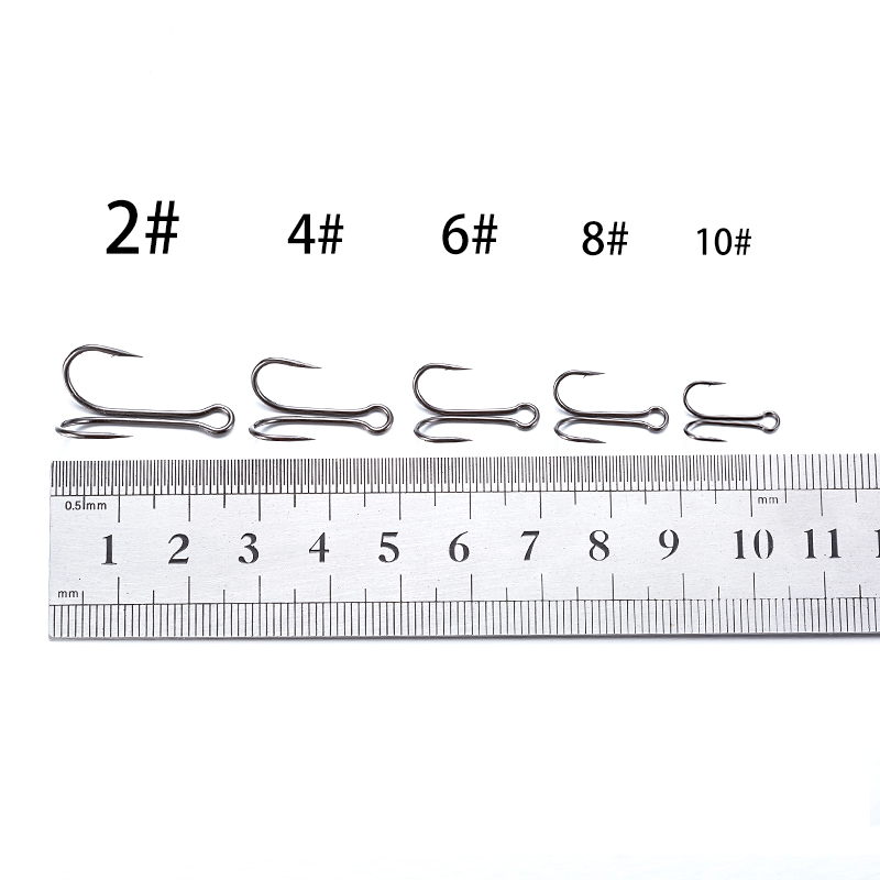 20枚装鸡爪钩二本路亚鱼钩锋利高碳钢微物蛙钩软饵vib配件防挂底 - 图1