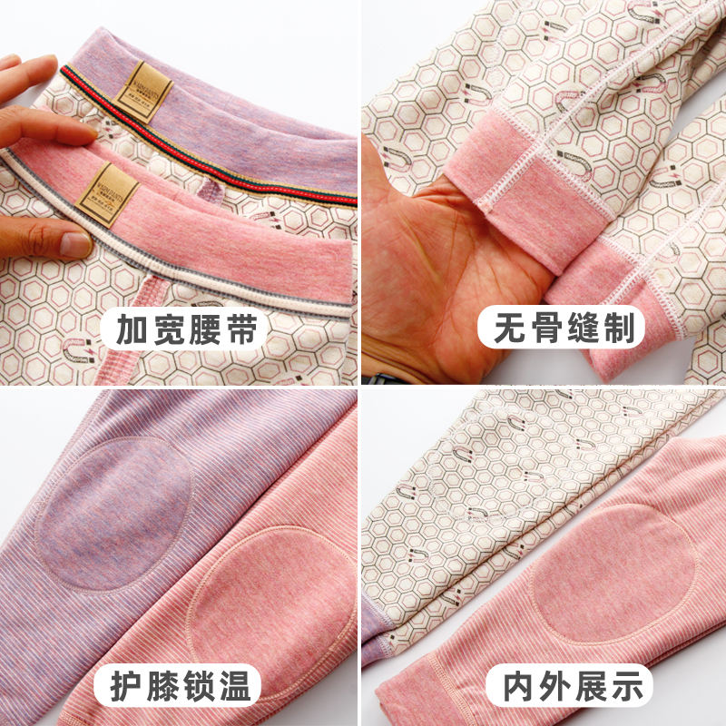 儿童双层保暖裤高腰无骨宝宝冬加厚护膝打底校服神器男女童装棉裤 - 图2