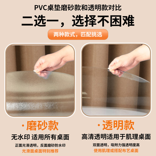 软玻璃pvc圆桌布桌面保护垫家用台布防水防油防烫透明圆形餐桌垫 - 图2