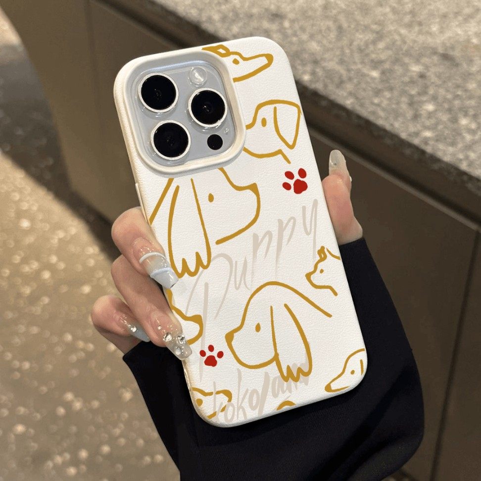 黄色线条狗适用OPPOreno12手机壳reno11pro卡通reno10皮纹OPPO防摔5/6/7/8男9女款a2Pro软壳a96保护k9s套pr - 图3