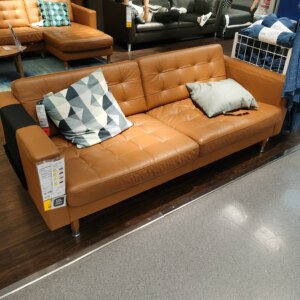 宜家兰德克纳真皮沙发北欧简约办公会客沙发客厅皮艺组合沙发双人