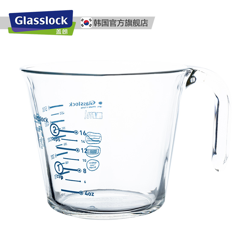 Glasslock进口加厚钢化玻璃量杯水杯微波耐热烘培刻度牛奶早餐杯 - 图1