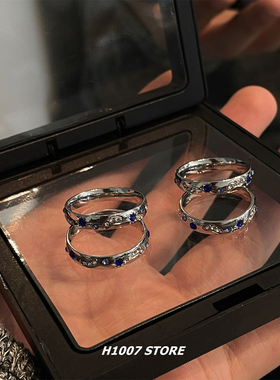 太阳月亮镶钻钛钢男戒指女小众设计感嘻哈风指环不掉色情侣款饰品