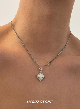 宝相花贝壳吊坠男款项链小众设计嘻哈风女颈链高级毛衣链新款配饰