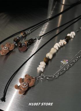 秋冬陶瓷串珠小熊拼接项链