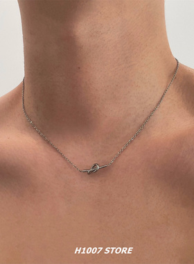 趣味打结细链钛钢男款锁骨链不掉色项链女生锁骨链设计高级毛衣链
