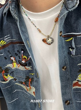 新中式古风天然串珠手作锁骨链百搭男项链女生小众设计感颈链新款