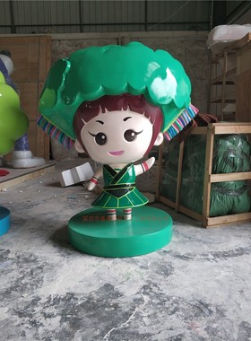 玻璃钢少数民族风卡通人物雕塑