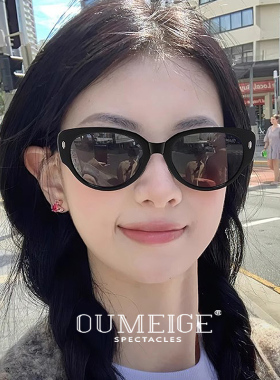 可折叠复古猫眼墨镜女2026新款偏光防紫外线高级感太阳镜可配近视