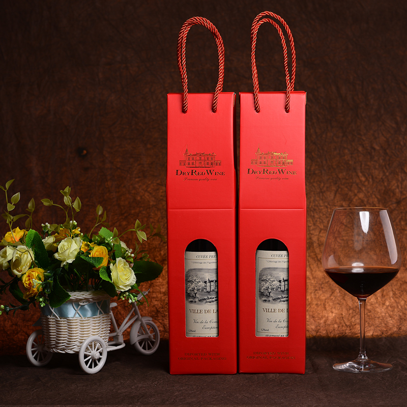 红酒纸盒纸袋手提袋双支装红酒包装葡萄酒礼盒加厚通用版现货 - 图2